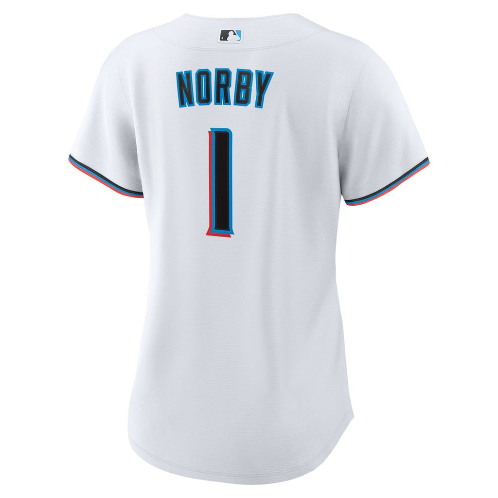 Women's Miami Marlins Connor Norby White Home Replica Jersey