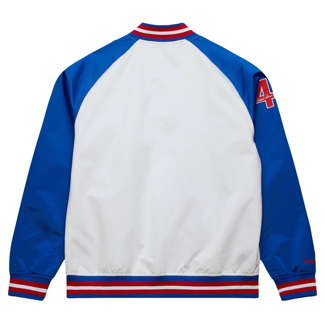 Men's Atlanta Braves Hank Aaron White/Royal Legends Lightweight Satin Raglan Full-Snap Jacket