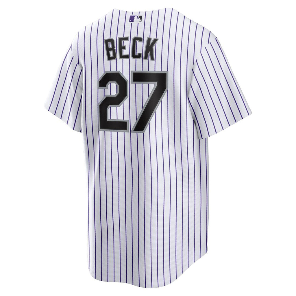 Men's Colorado Rockies Jordan Beck White Home Replica Jersey