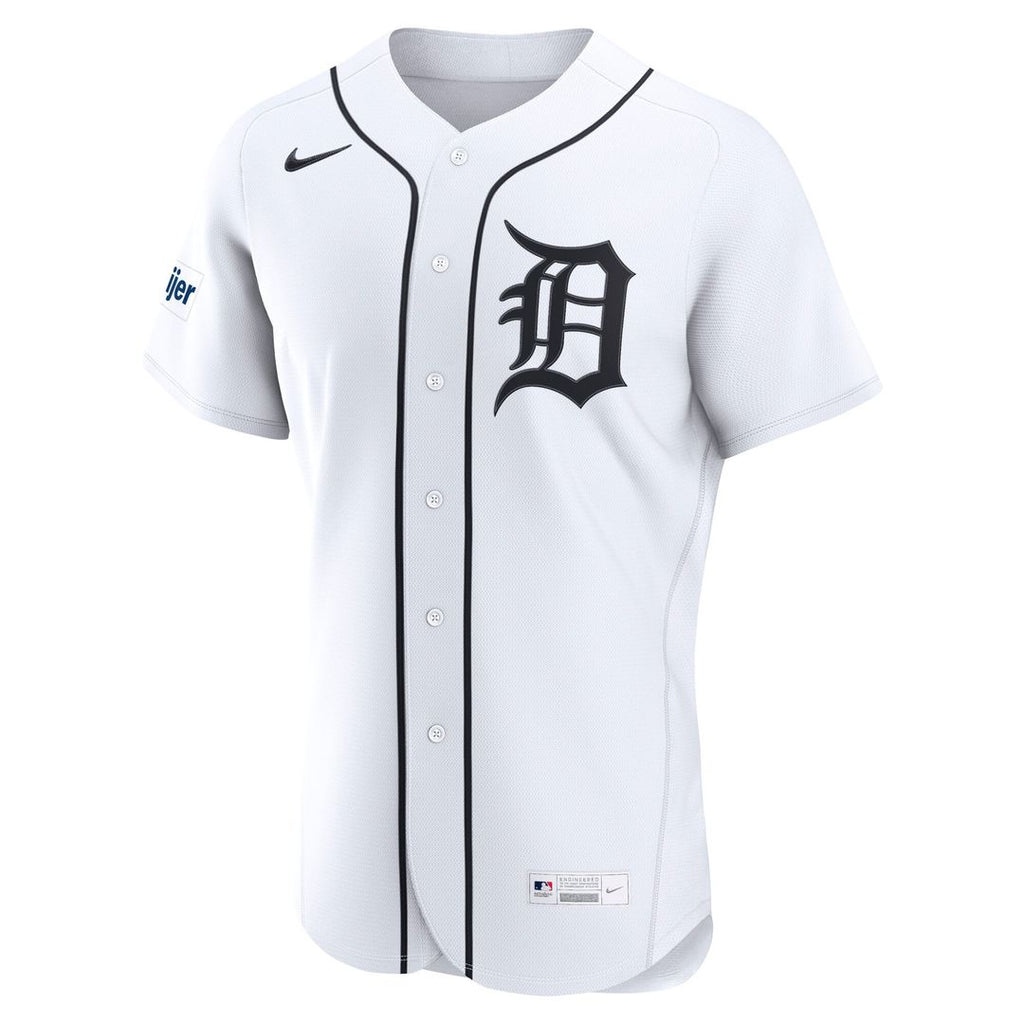 Men's Detroit Tigers White Home Sponsor Patch Jersey