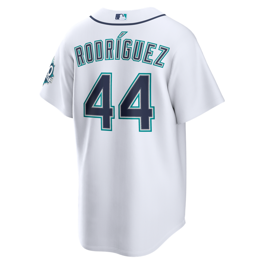 Men's Seattle Mariners Julio Rodríguez White Home Stadium 50th Season Patch Jersey