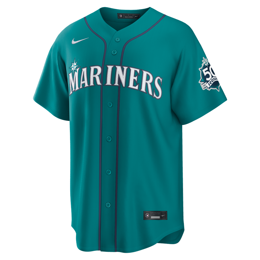 Men's Seattle Mariners Julio Rodríguez Teal Alternate Stadium 50th Season Patch Jersey