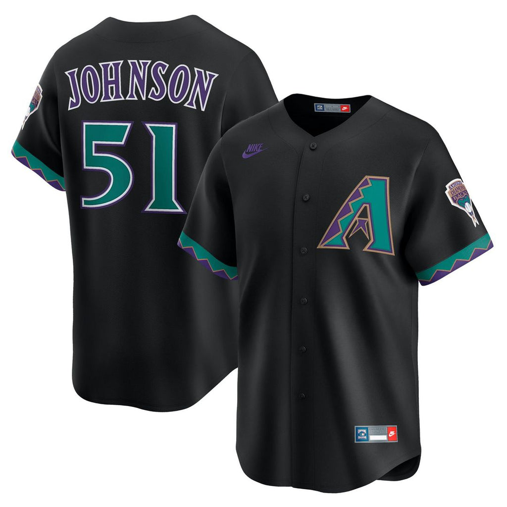 Men's Arizona Diamondbacks Randy Johnson Black Throwback Jersey
