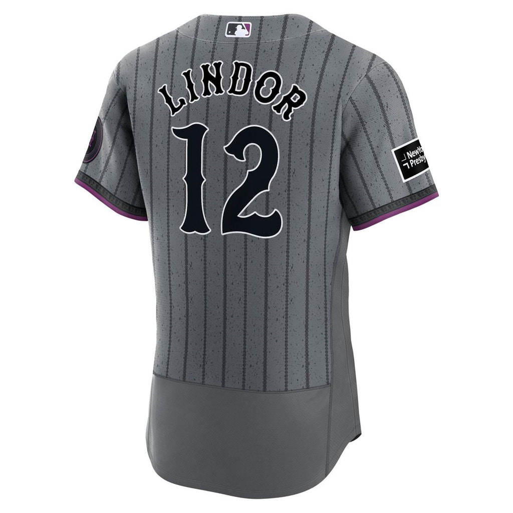 Men's New York Mets Francisco Lindor Gray City Connect Sponsor Patch Jersey