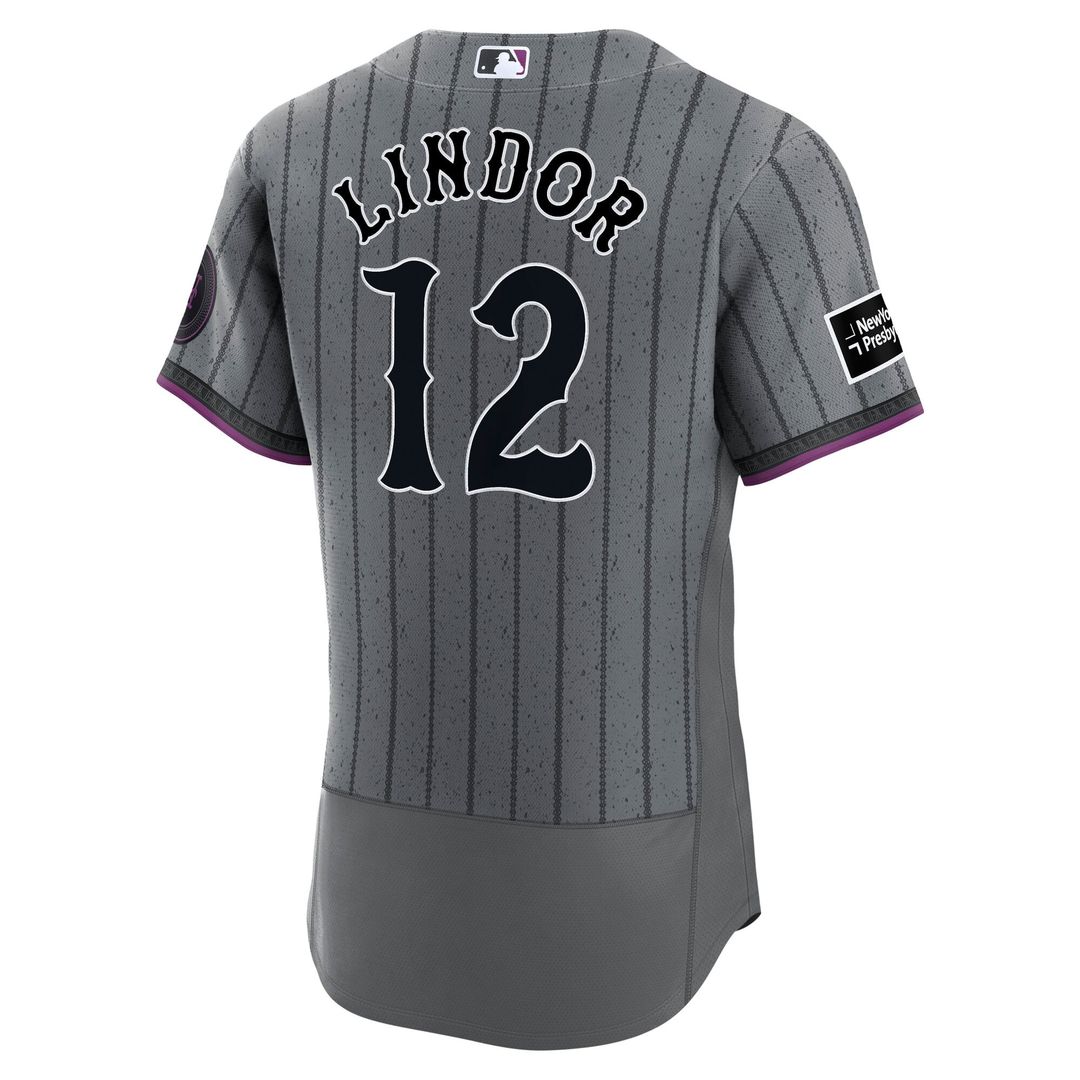 Men's New York Mets Francisco Lindor Gray City Connect Sponsor Patch Jersey