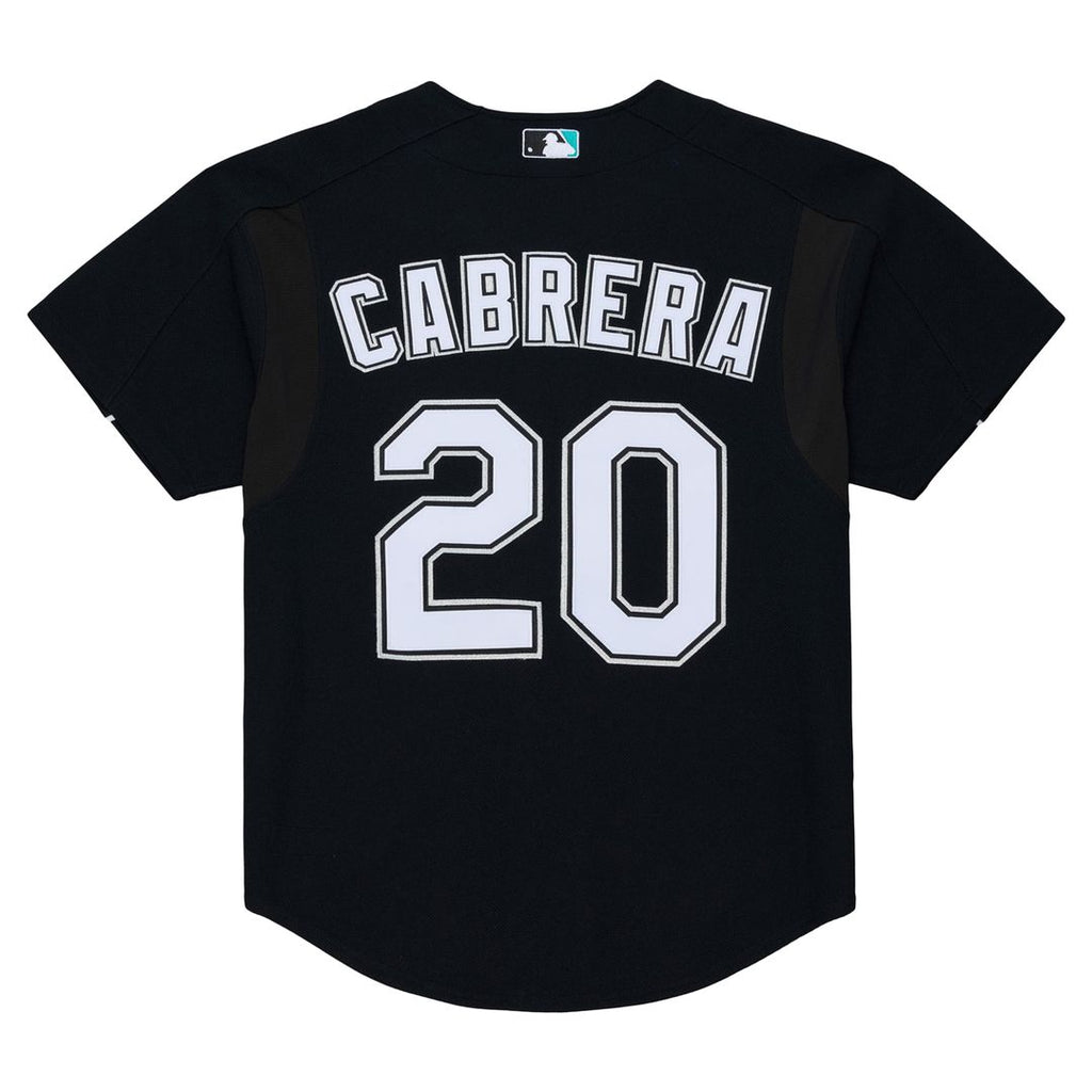 Men's Florida Marlins Miguel Cabrera Black 2003 Mesh Batting Practice Button-Up Jersey
