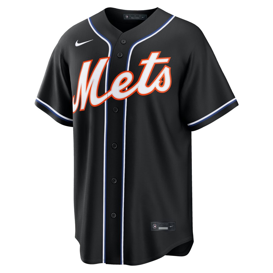 Men's New York Mets Francisco Lindor Fashion Replica Black Out Jersey