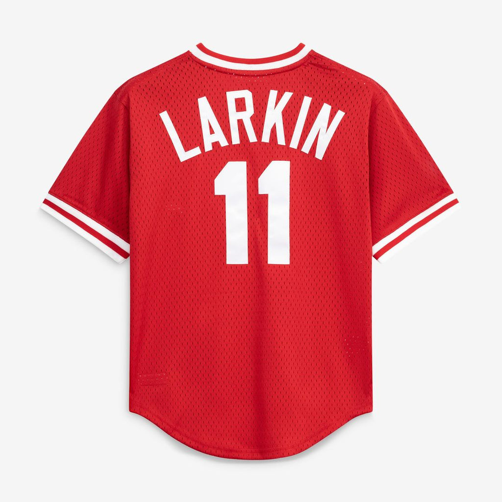 Men's Cincinnati Reds Barry Larkin Red Batting Practice Jersey