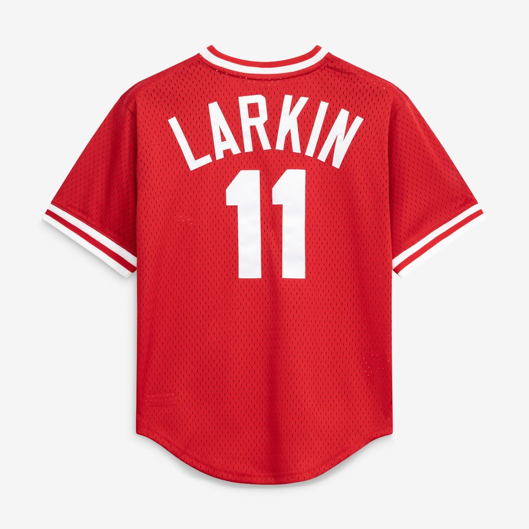 Men's Cincinnati Reds Barry Larkin Red Batting Practice Jersey