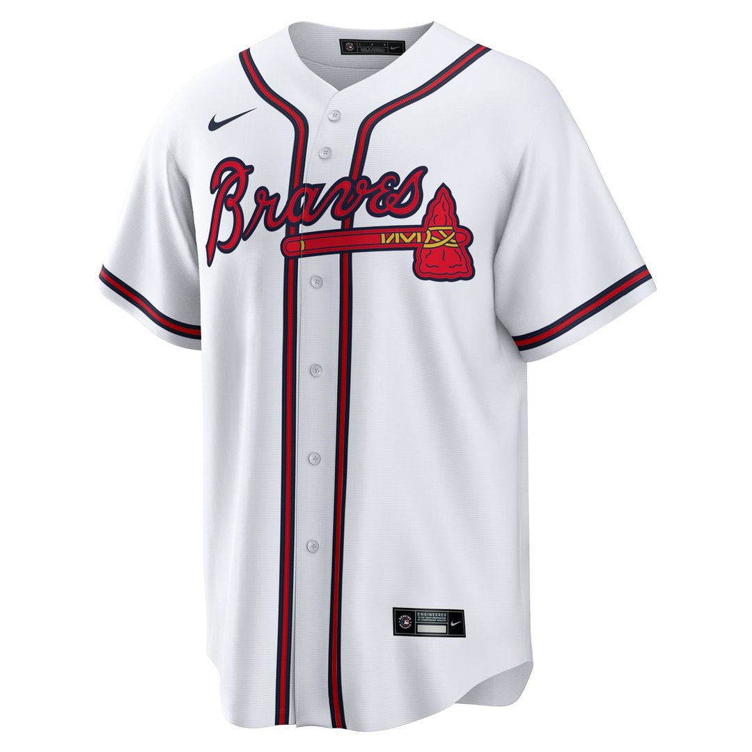 Men's Atlanta Braves White #1 Dad Home Replica Jersey