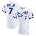 Men's Kansas City Royals Bobby Witt Jr. White Home Sponsor Patch Jersey