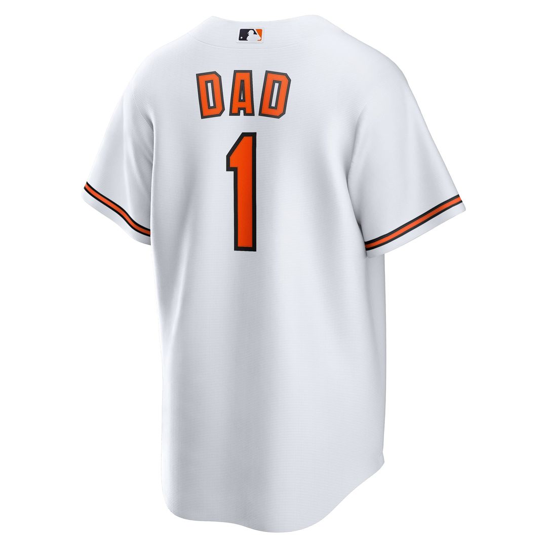 Men's Baltimore Orioles White #1 Dad Home Replica Jersey