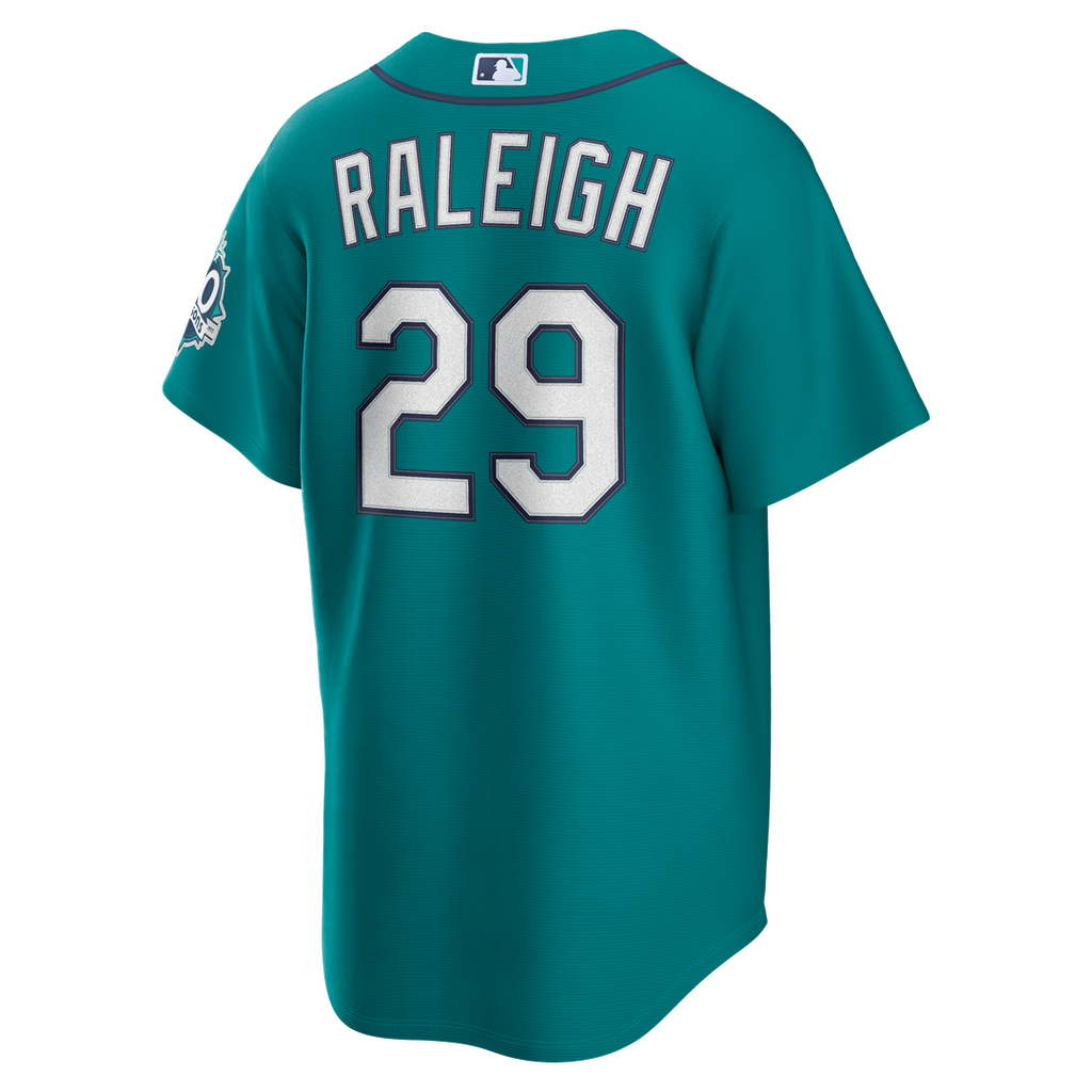 Men's Seattle Mariners Cal Raleigh Teal Alternate 50th Season Patch Stadium Jersey