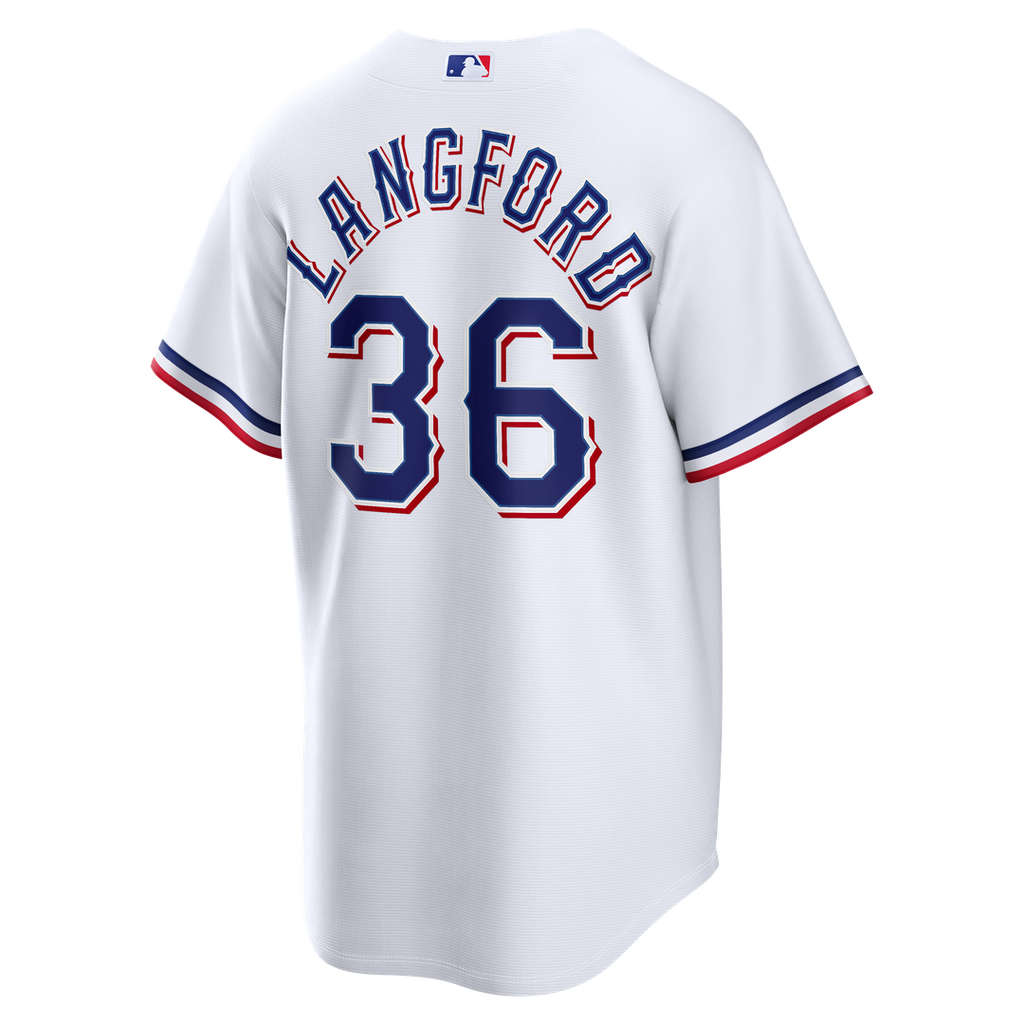 Men's Texas Rangers Wyatt Langford White Home Replica Jersey