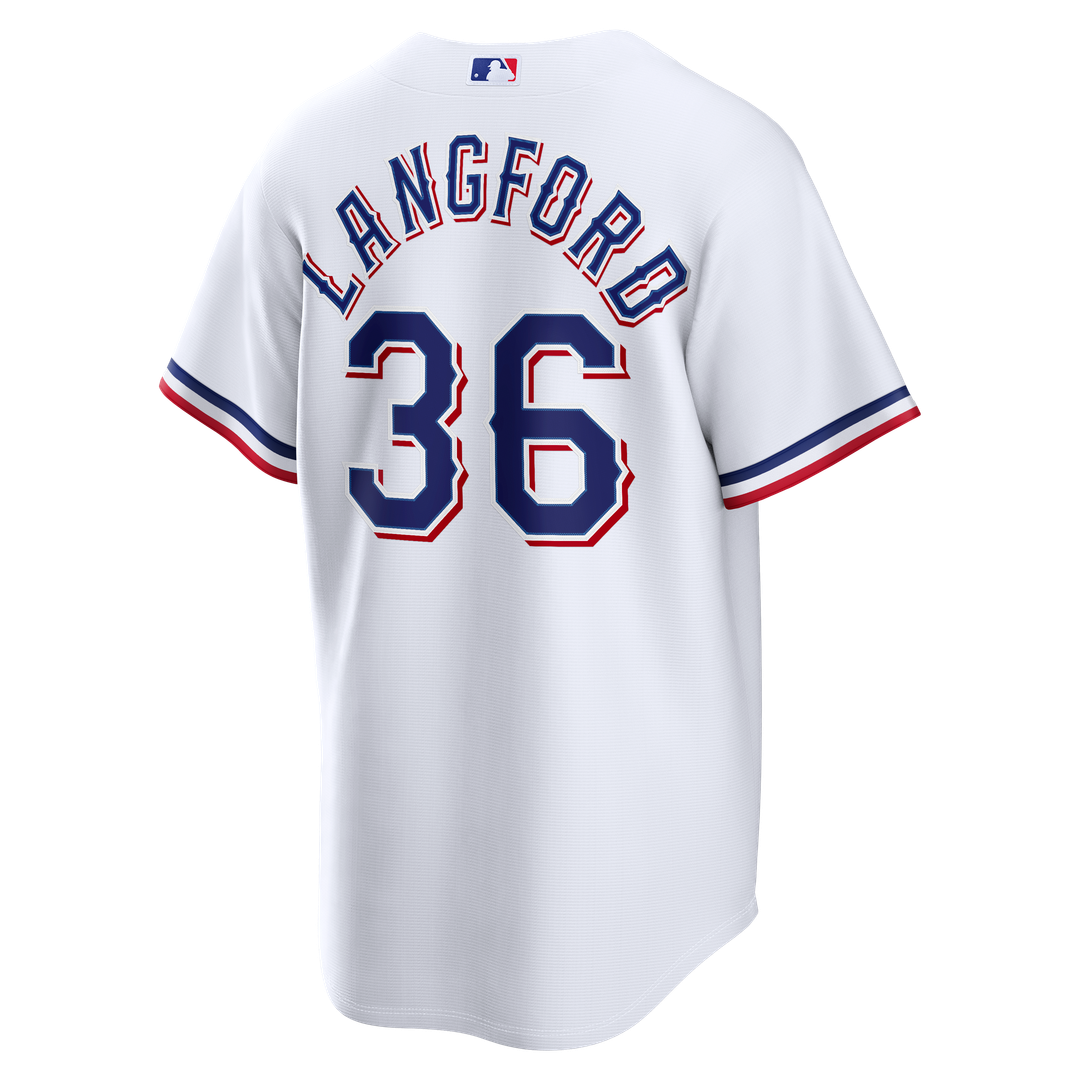 Men's Texas Rangers Wyatt Langford White Home Replica Jersey