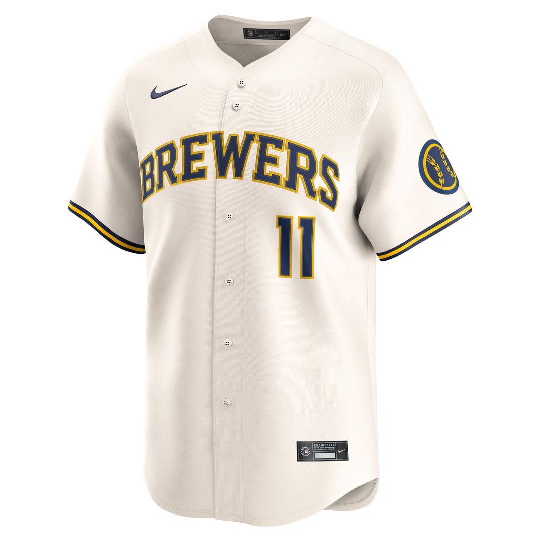 Men's Milwaukee Brewers Jackson Chourio Cream Home Jersey