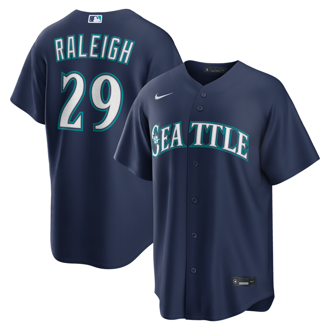 Men's Seattle Mariners Cal Raleigh Navy Road Replica Jersey