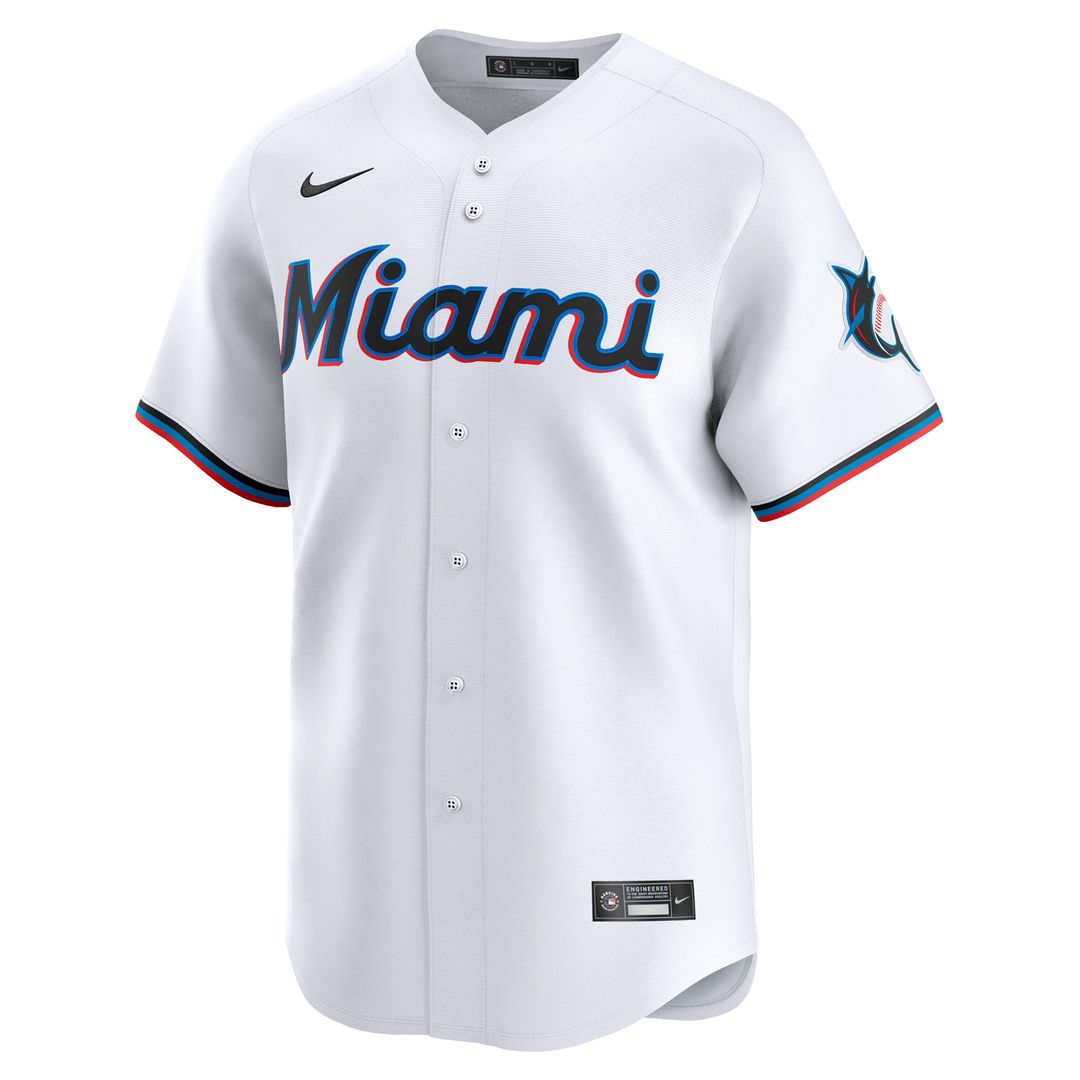 Men's Miami Marlins White #1 Dad Home Jersey