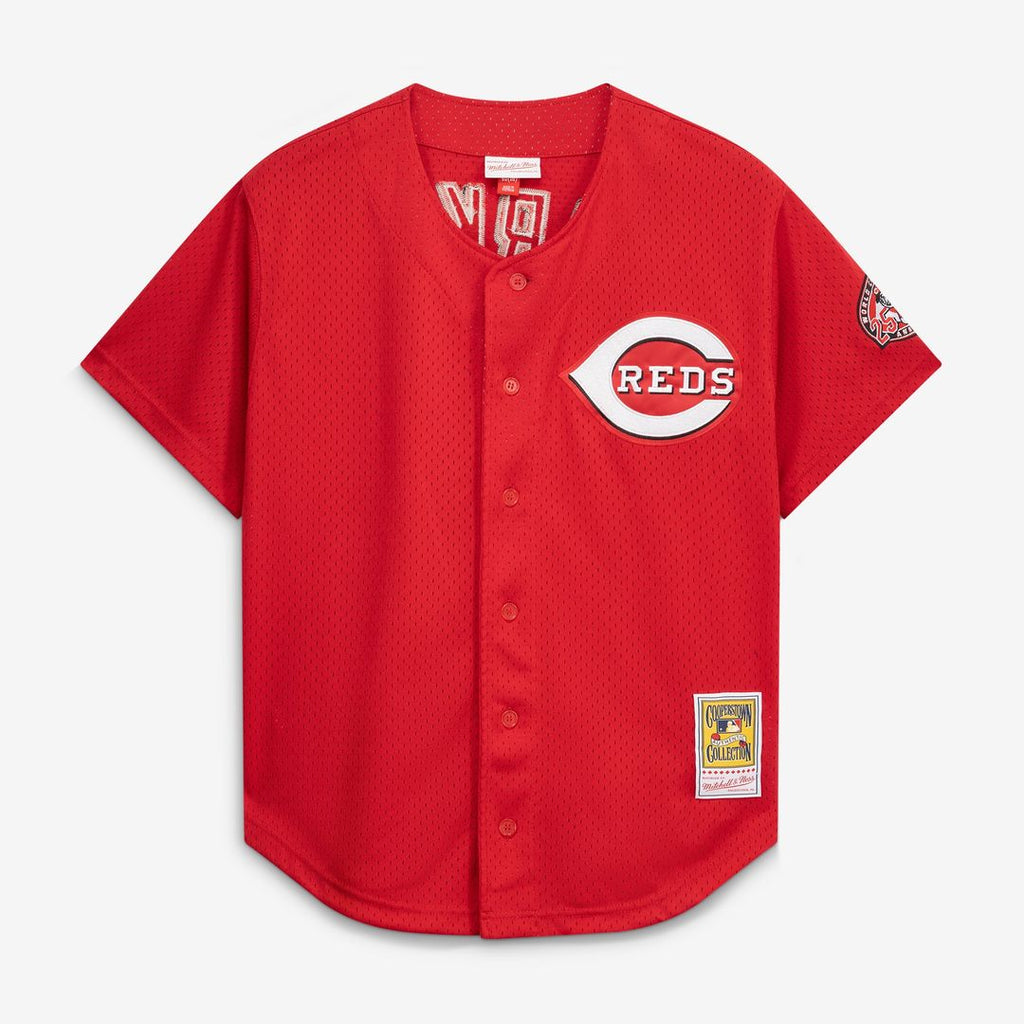 Men's Cincinnati Reds Barry Larkin Red Throwback Mesh Batting Practice Jersey