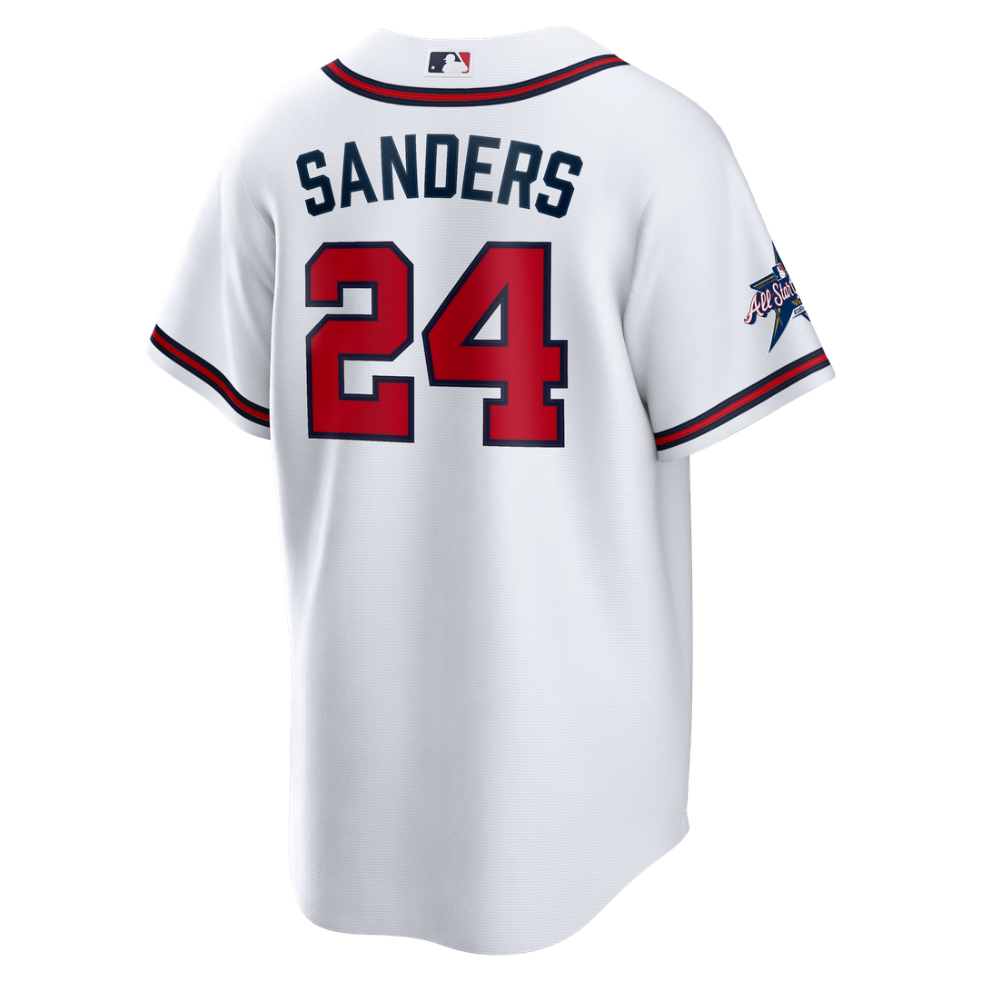 Men's Atlanta Braves Deion Sanders White Home Retired Player Replica Jersey