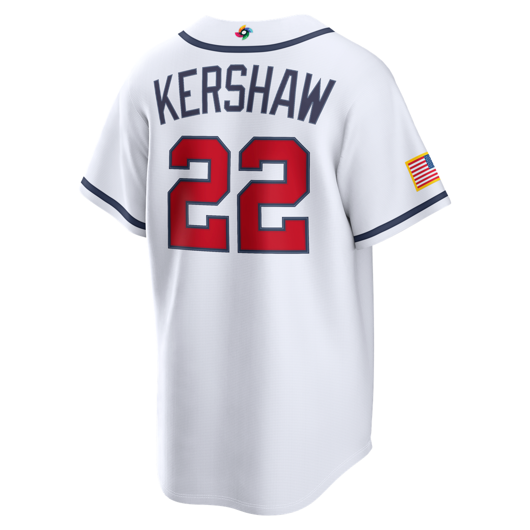 Men's USA Baseball Clayton Kershaw White 2026 World Baseball Classic Home Stadium Jersey