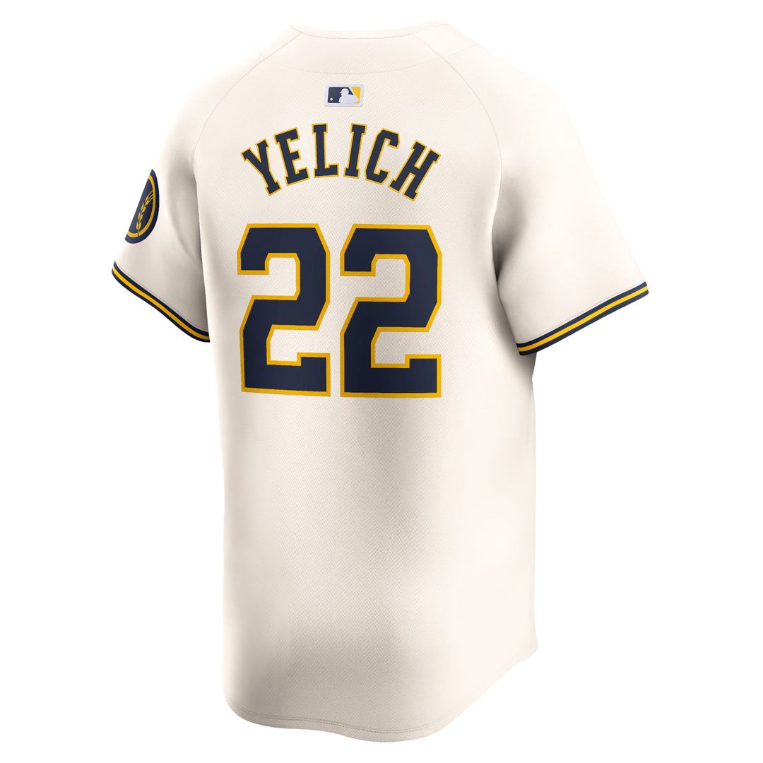 Men's Milwaukee Brewers Christian Yelich Cream Home Player Jersey