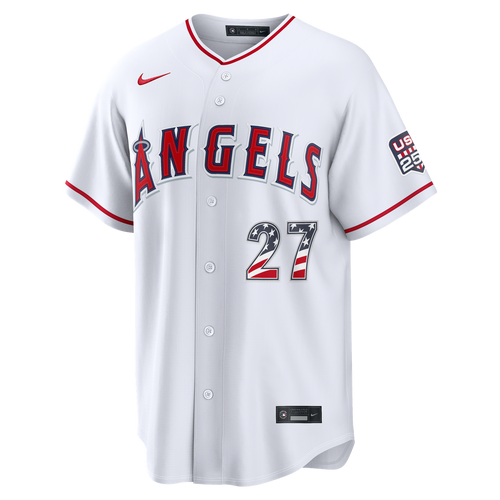 Fourth of July Men's Los Angeles Angels Mike Trout White USA 250 Stadium Jersey
