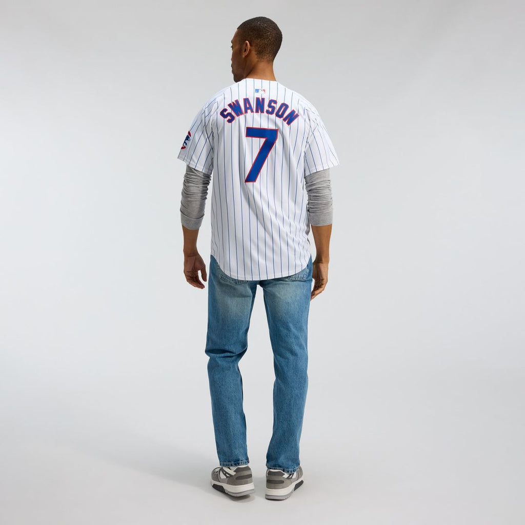 Men's Chicago Cubs Dansby Swanson White Home Player Jersey