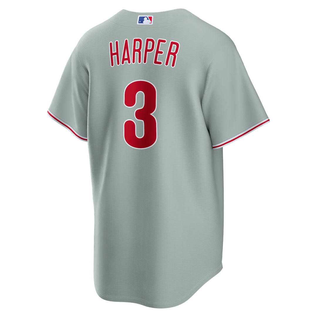 Men's Philadelphia Phillies Bryce Harper Gray Road Replica Jersey