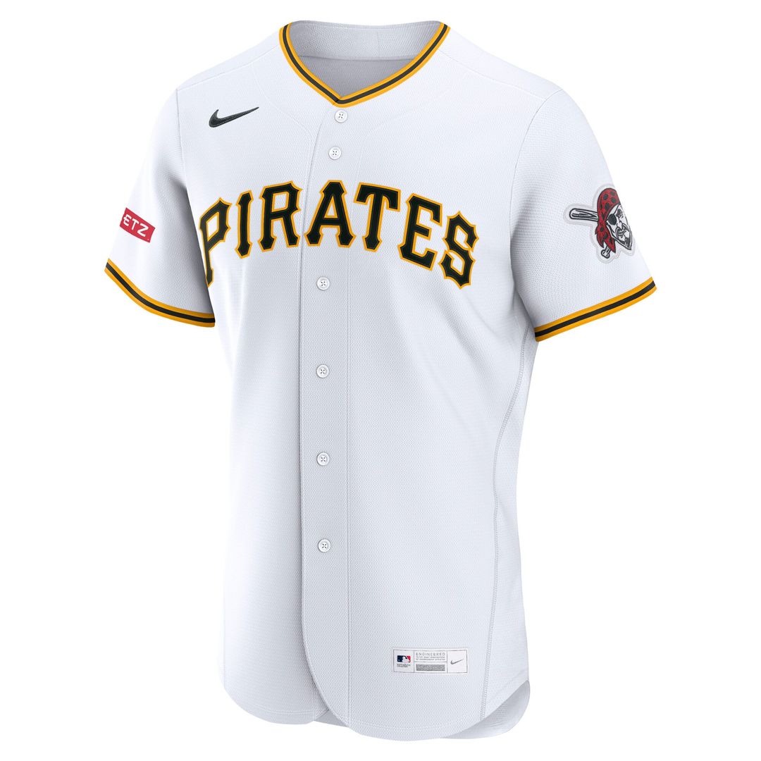Men's Pittsburgh Pirates White Home Sponsor Patch Jersey