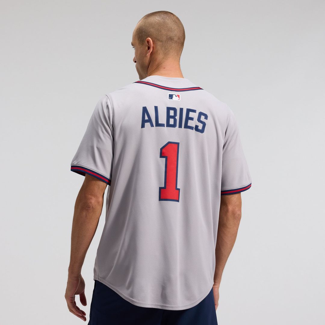 Men's Atlanta Braves Ozzie Albies Gray Road Player Jersey