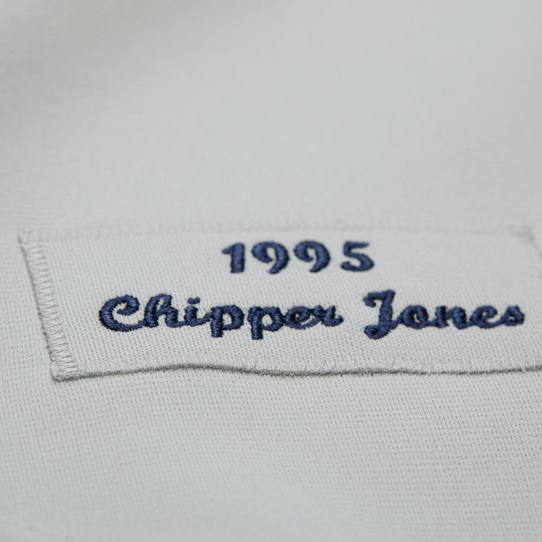 Men's Atlanta Braves Chipper Jones Gray 1995 Throwback Jersey