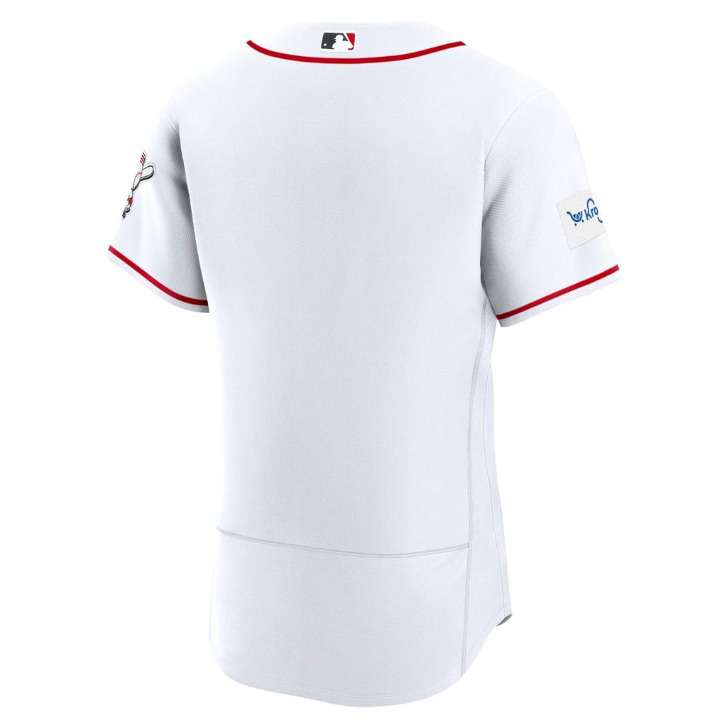 Men's Cincinnati Reds White Home Sponsor Patch Jersey