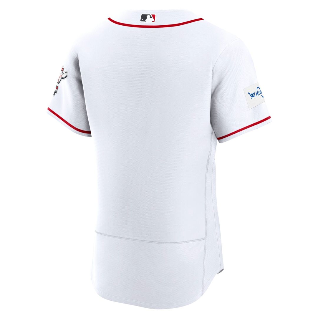Men's Cincinnati Reds White Home Sponsor Patch Jersey