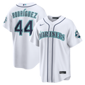 Men's Seattle Mariners Julio Rodríguez White Home Stadium 50th Season Patch Jersey