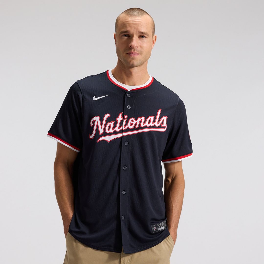 Men's Washington Nationals James Wood Navy Alternate Player Jersey