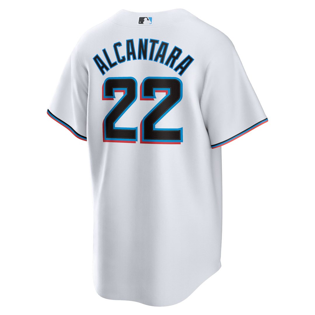 Men's Miami Marlins Sandy Alcantara White Replica Player Jersey