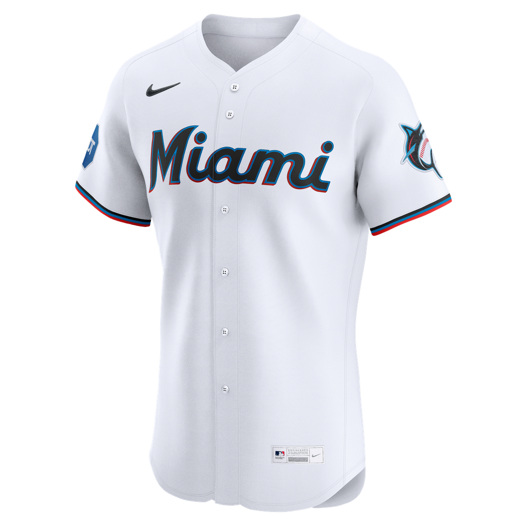 Men's Miami Marlins White Home Elite Jersey