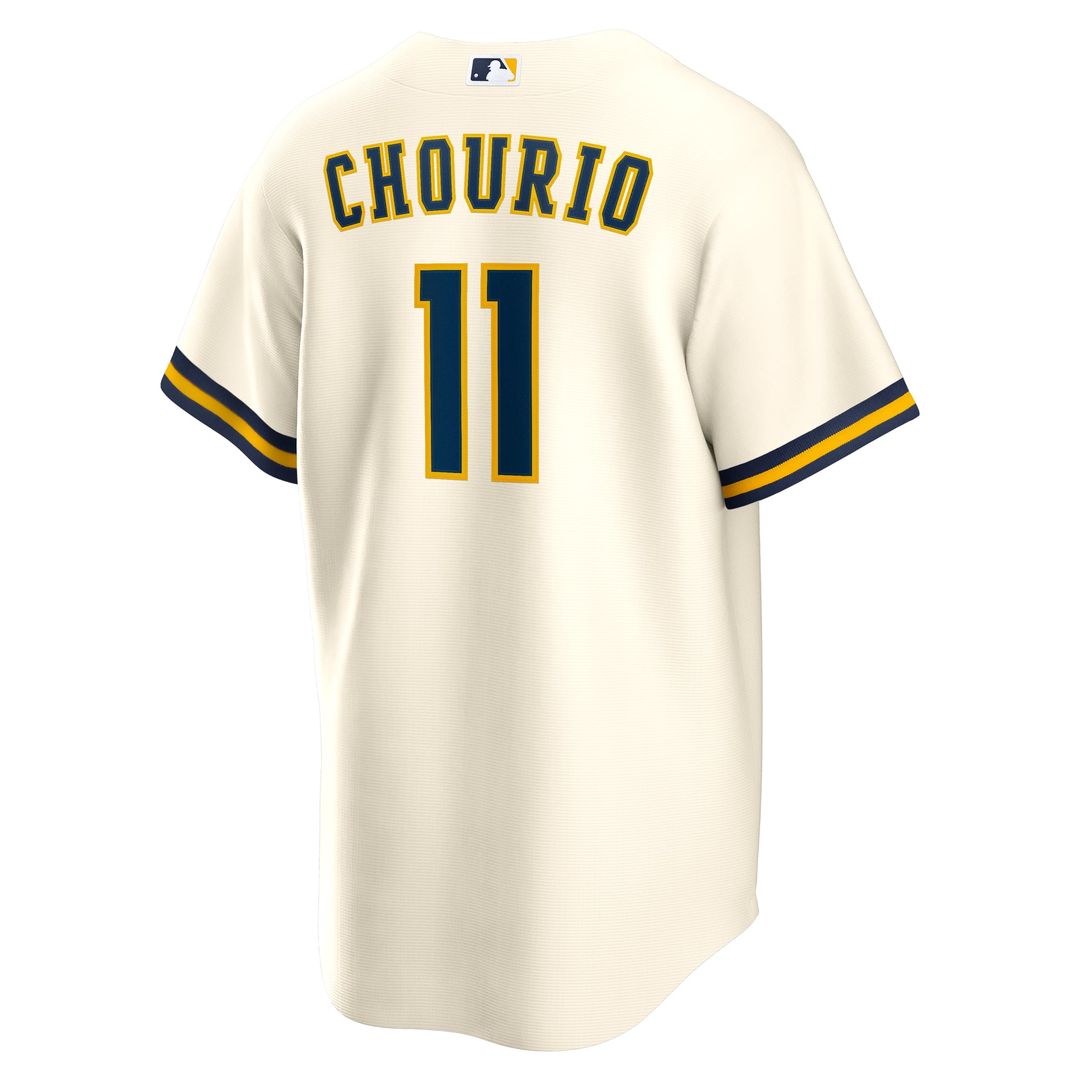 Men's Milwaukee Brewers Jackson Chourio Cream Home Replica Jersey
