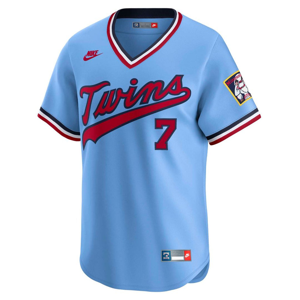Men's Minnesota Twins Joe Mauer Light Blue Throwback Jersey