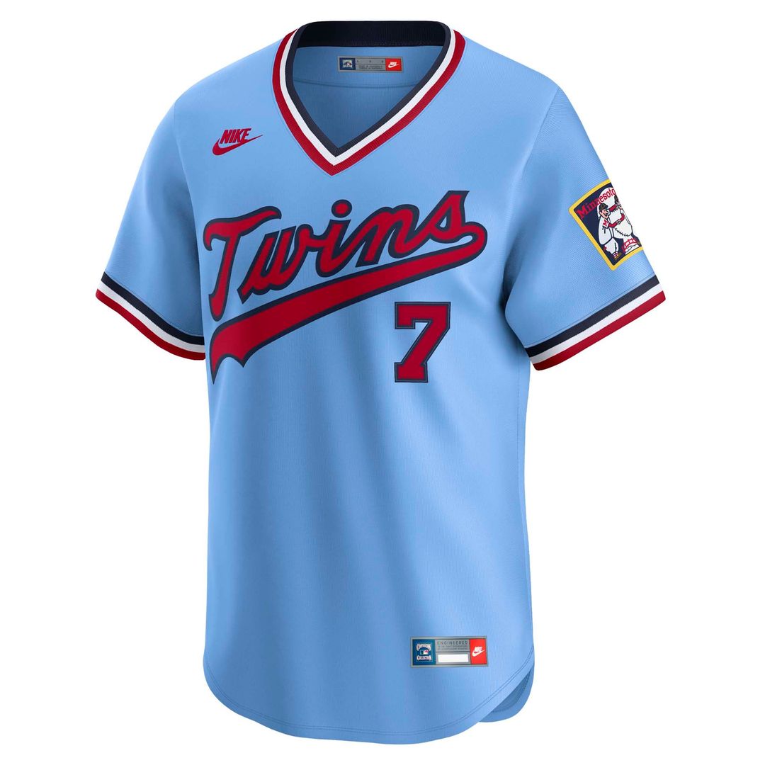 Men's Minnesota Twins Joe Mauer Light Blue Throwback Jersey
