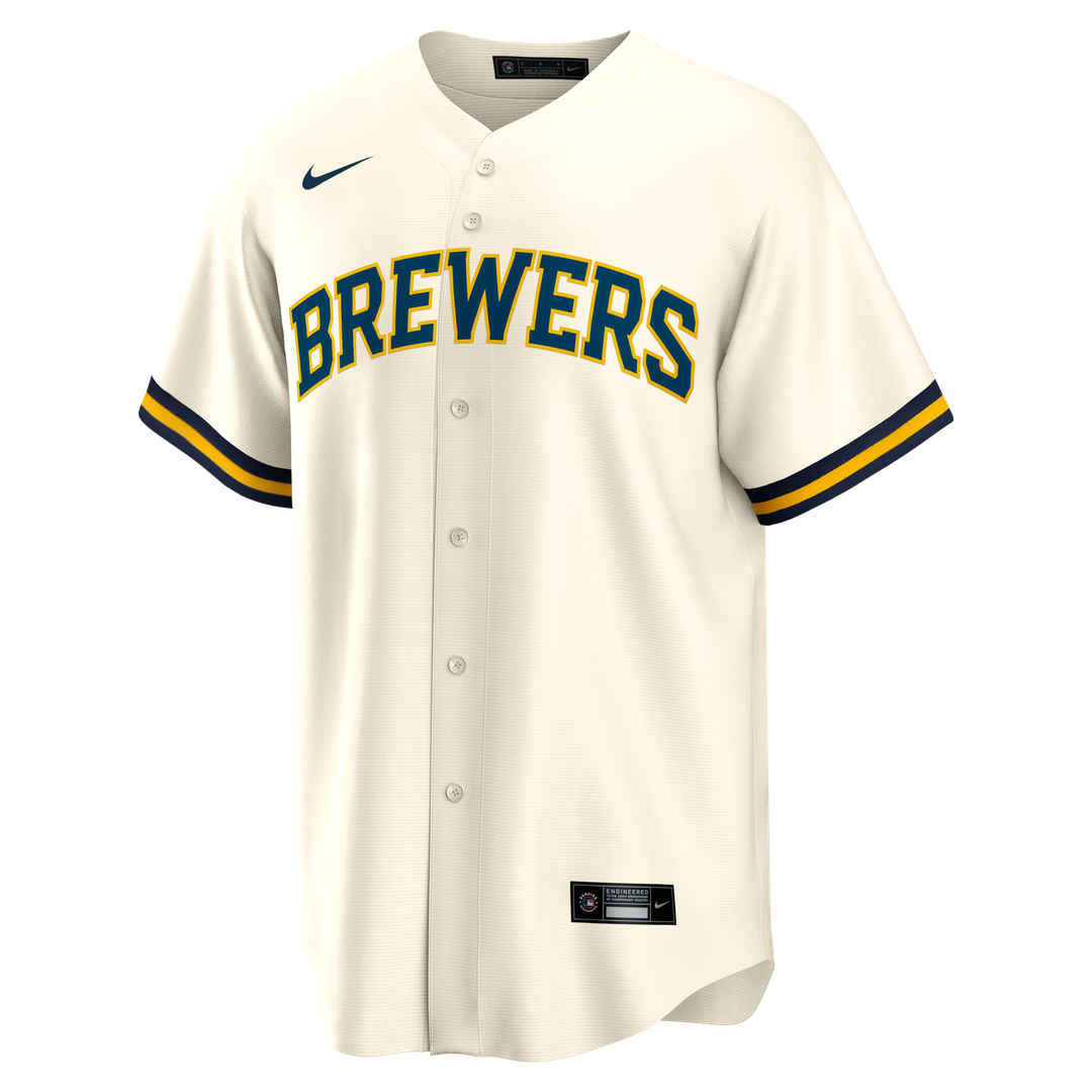 Men's Milwaukee Brewers Bob Uecker Cream Home Retired Player Replica Jersey
