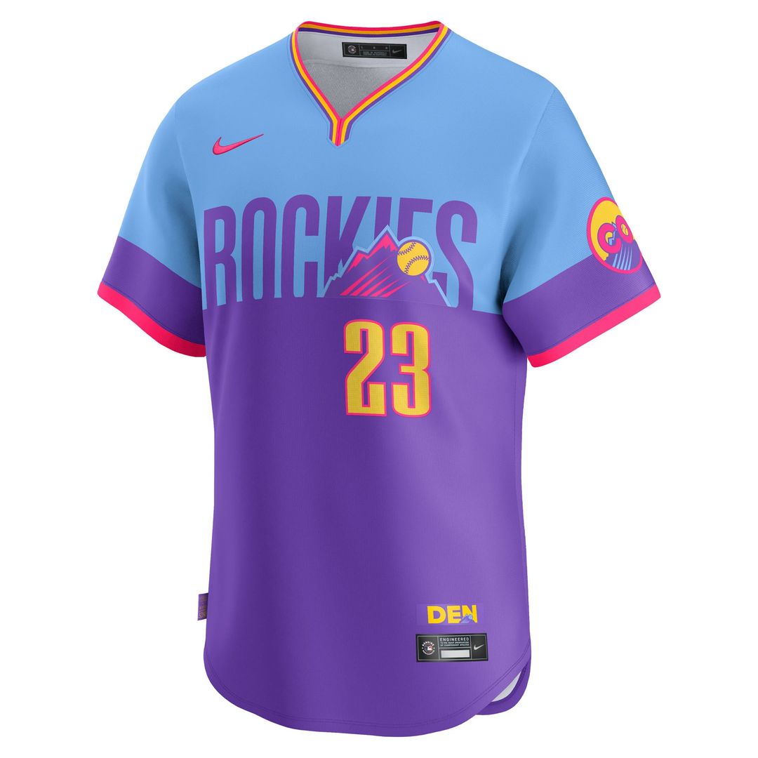 Men's Colorado Rockies Kris Bryant Purple/Light Blue 2025 City Connect Player Jersey