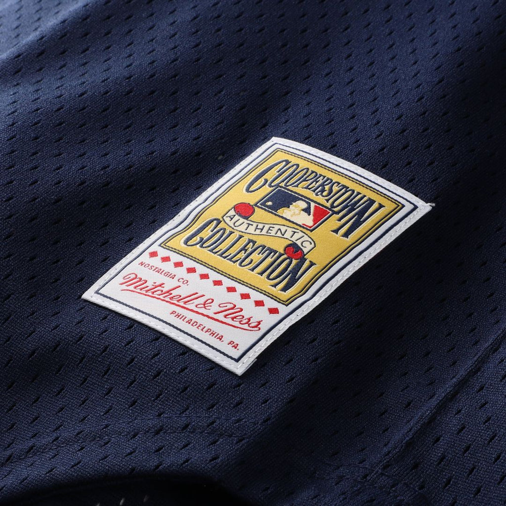 Men's New York Yankees Rickey Henderson Navy Mesh Batting Practice Button-Up Jersey