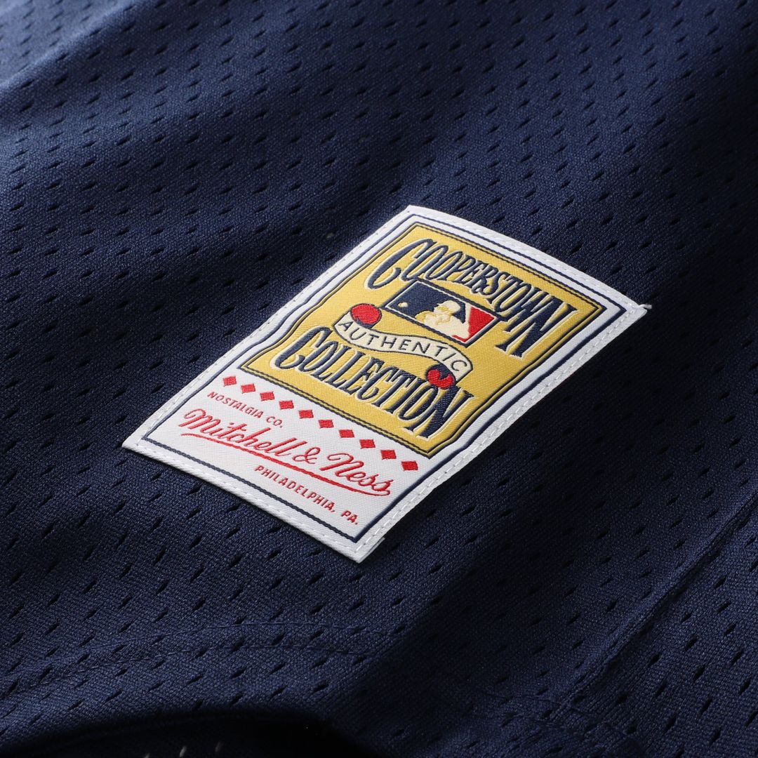 Men's New York Yankees Rickey Henderson Navy Mesh Batting Practice Button-Up Jersey