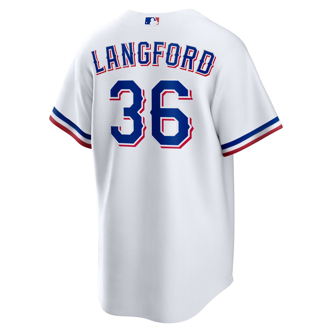 Men's Texas Rangers Wyatt Langford White Home Replica Jersey