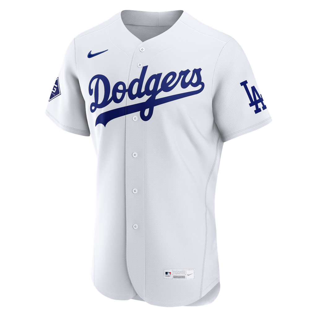 Men's Los Angeles Dodgers White Home Sponsor Patch Jersey