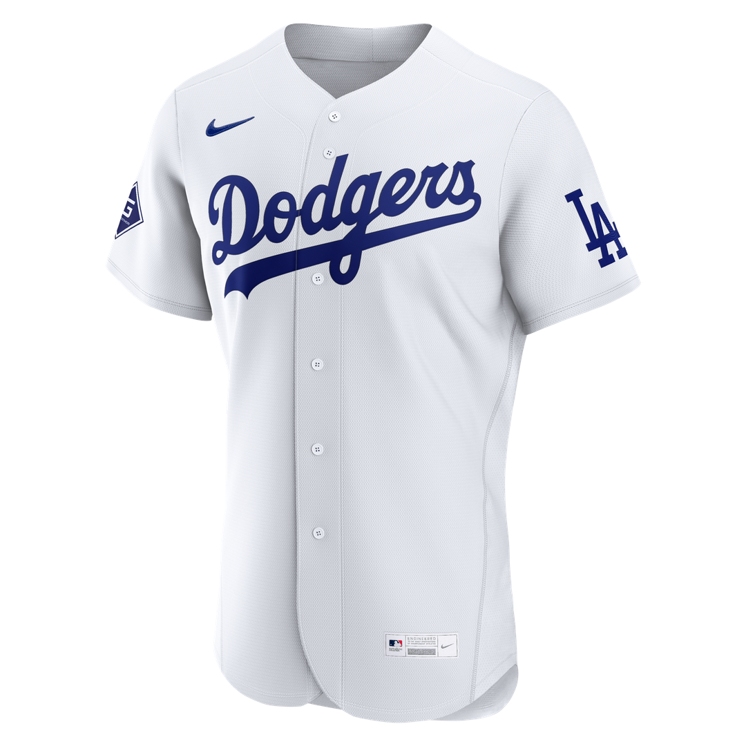Men's Los Angeles Dodgers White Home Sponsor Patch Jersey