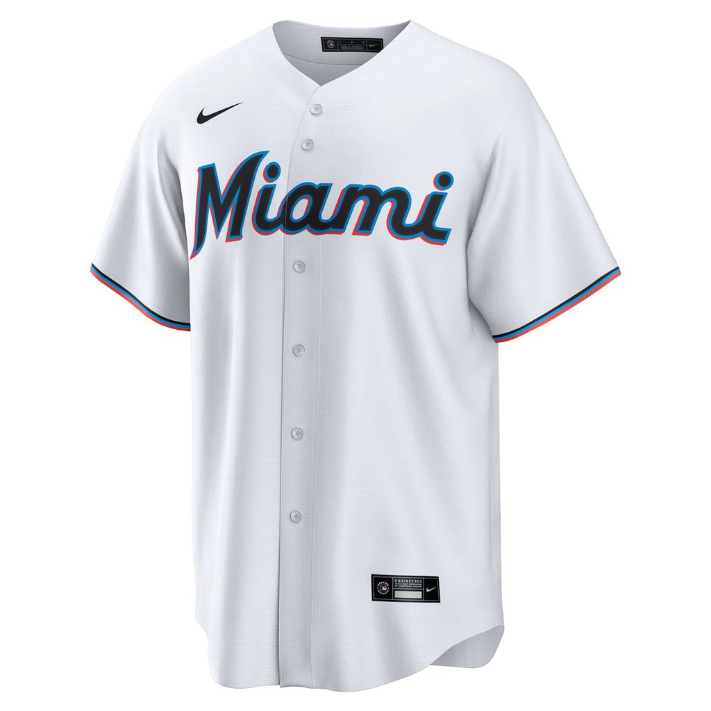 Men's Miami Marlins White #1 Groom Home Replica Jersey