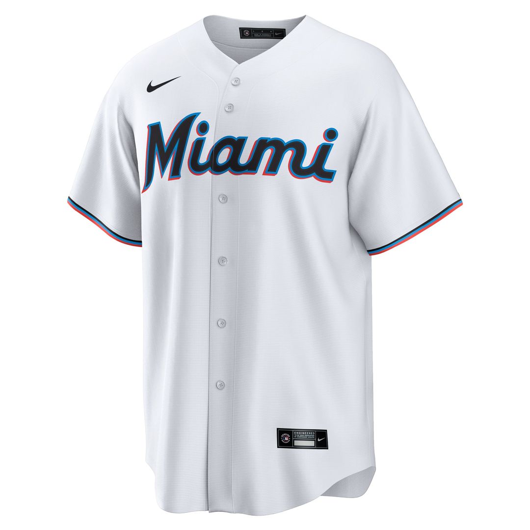 Men's Miami Marlins White #1 Groom Home Replica Jersey